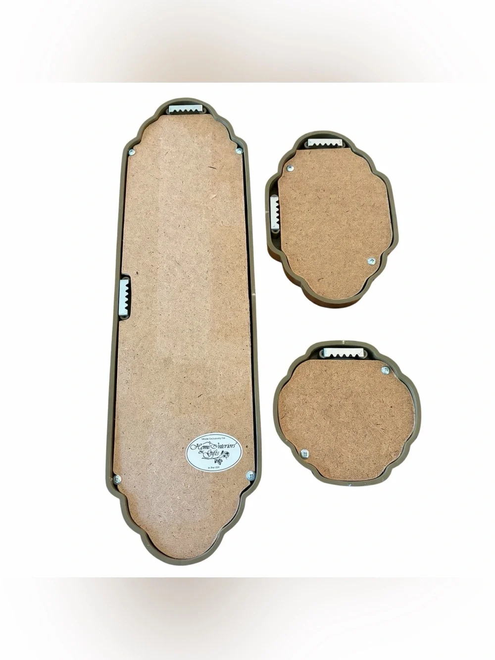 VTG Home Interior Wall Mirrors Set of 3 Gold Tone 18x5 / 7.5x5 / 5x5 Plastic